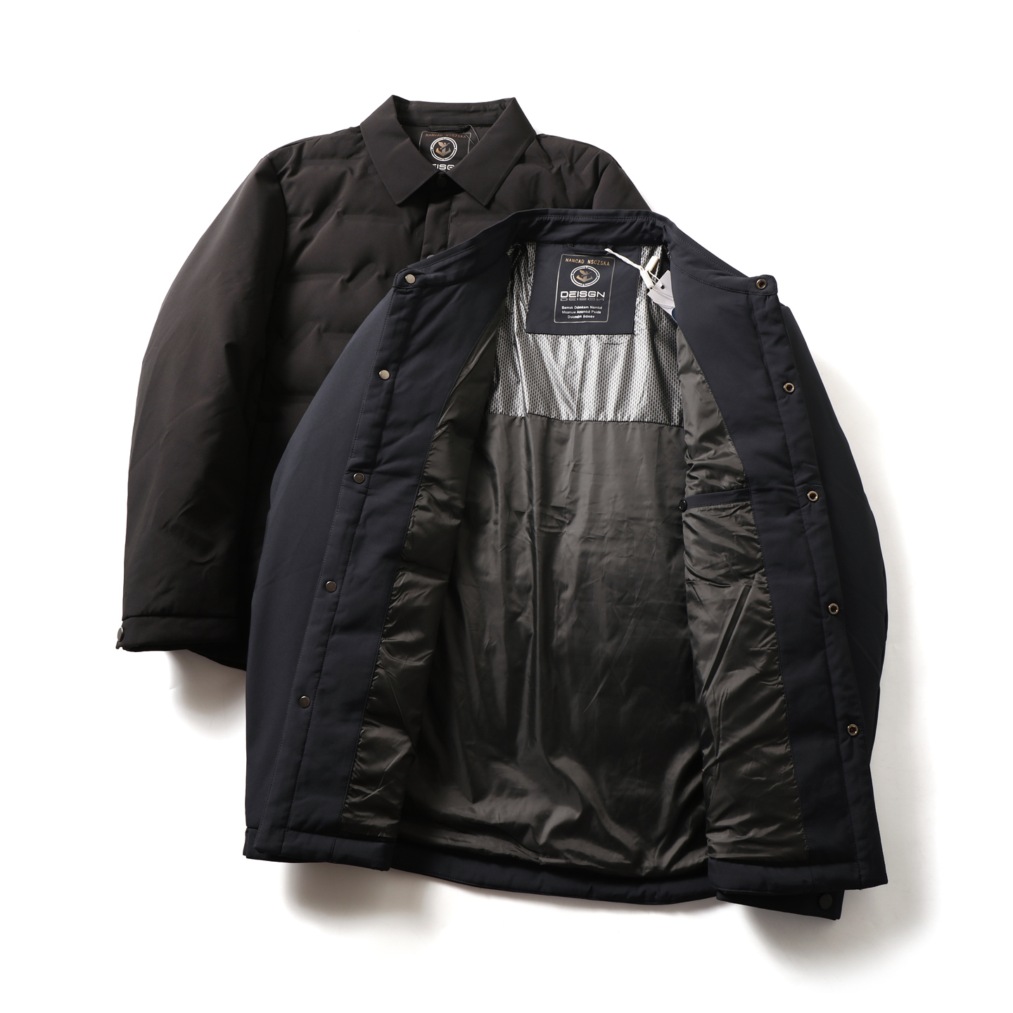 秋冬衬衫式翻领防风保暖羽绒服