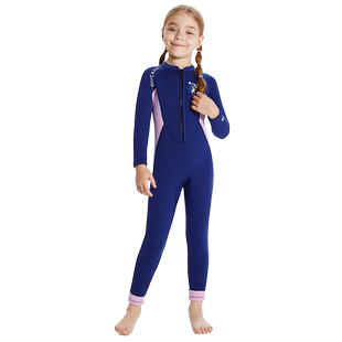 DIVE&SAIL 儿童保暖泳衣女童男童加厚湿衣女孩连体长袖游泳潜水服