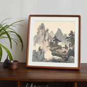 实木画框38榫卯圆角黑胡桃木33中式 裱相框国画挂墙正方形 字画装