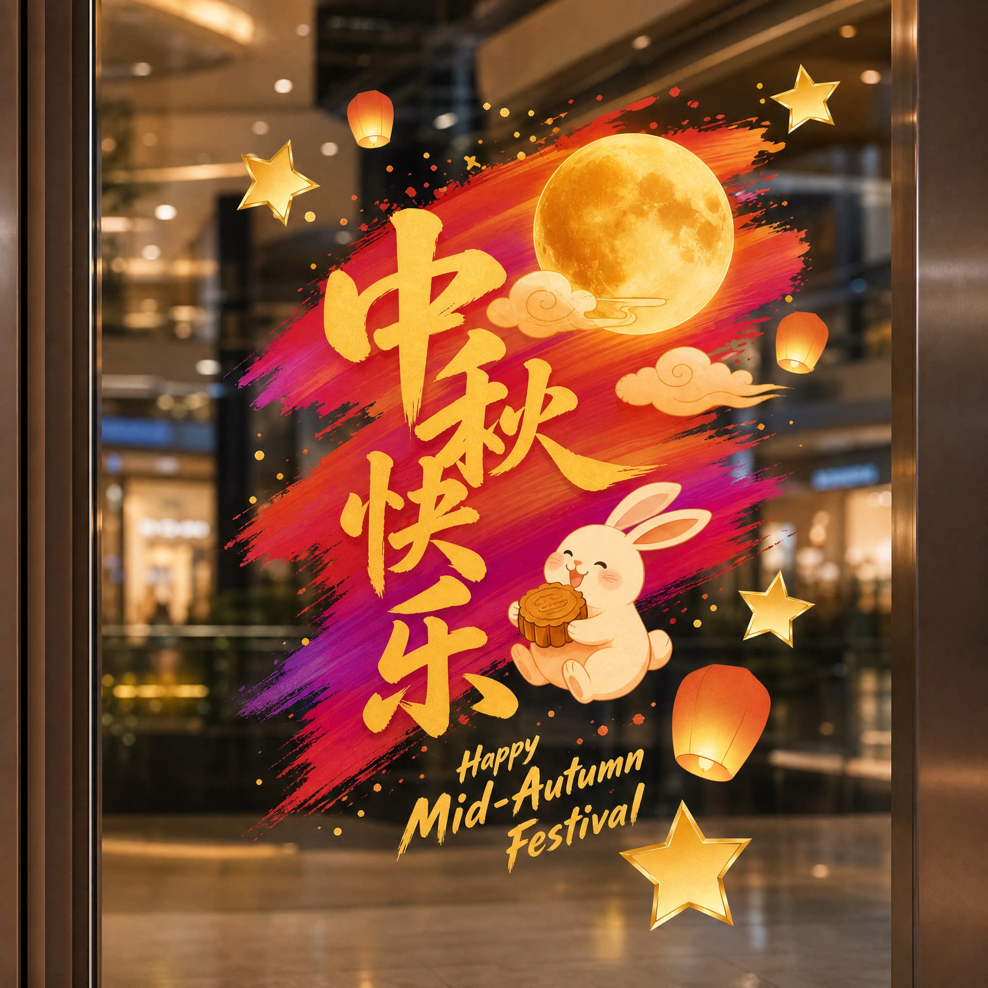 如君自粘贴节日活动静电玻璃贴纸