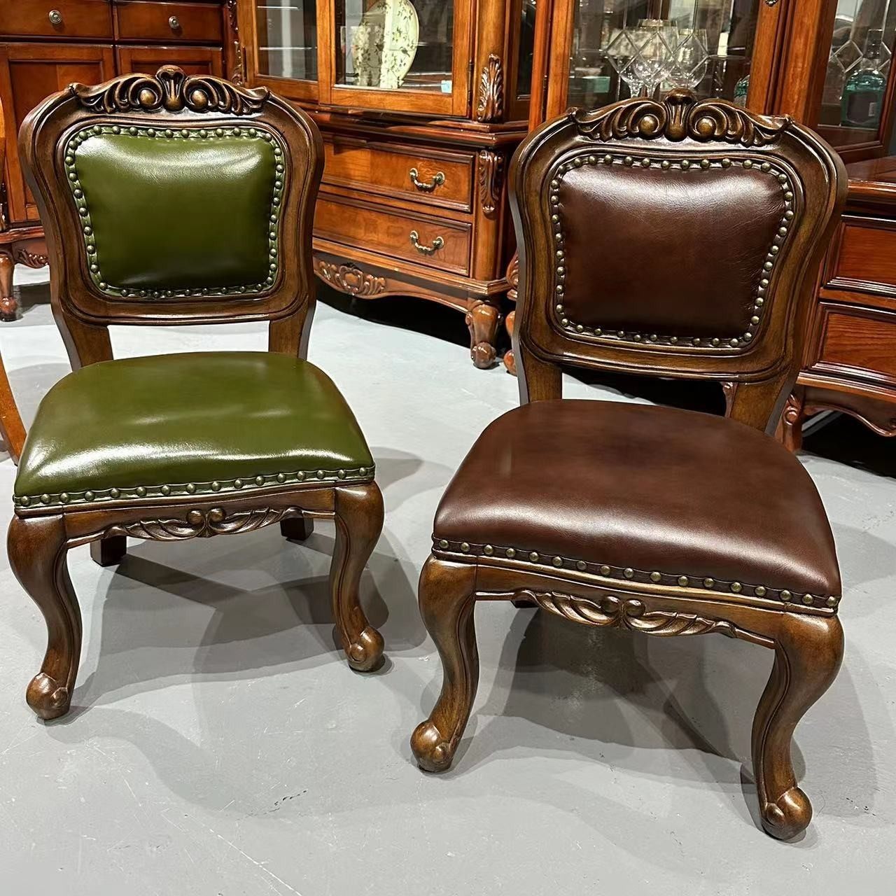 美式实木雕花儿童凳换鞋凳（不能做餐桌椅）欧式儿童学习凳