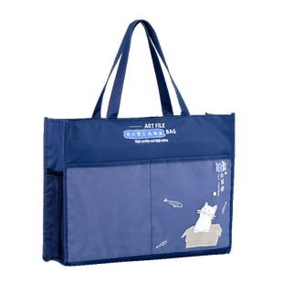 超大号A3美术袋8开8k文件袋手提书袋防水儿童补习袋大容量帆布小学生专用素描本画画板马克笔收纳包网格手拎