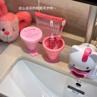 卡通旅行洗漱套装折叠牙刷杯二合一便携洗漱杯大耳狗牙刷膏收纳包