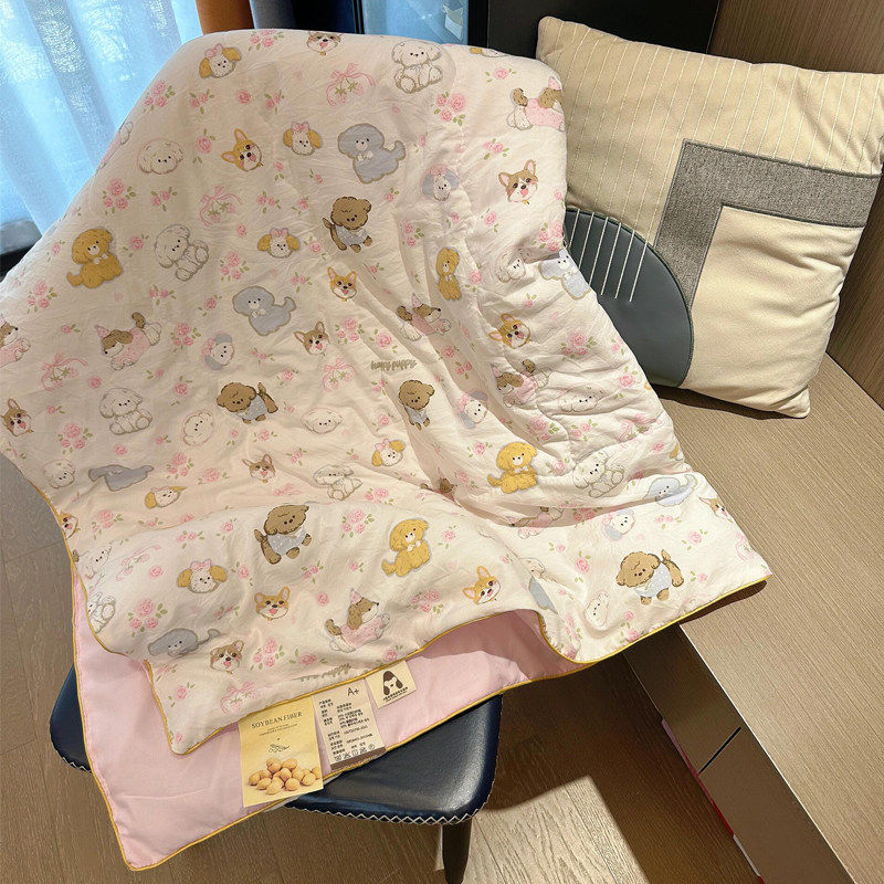 可爱空调夏凉被可机洗2026新款被子春夏薄款母婴级双层大豆纤维被