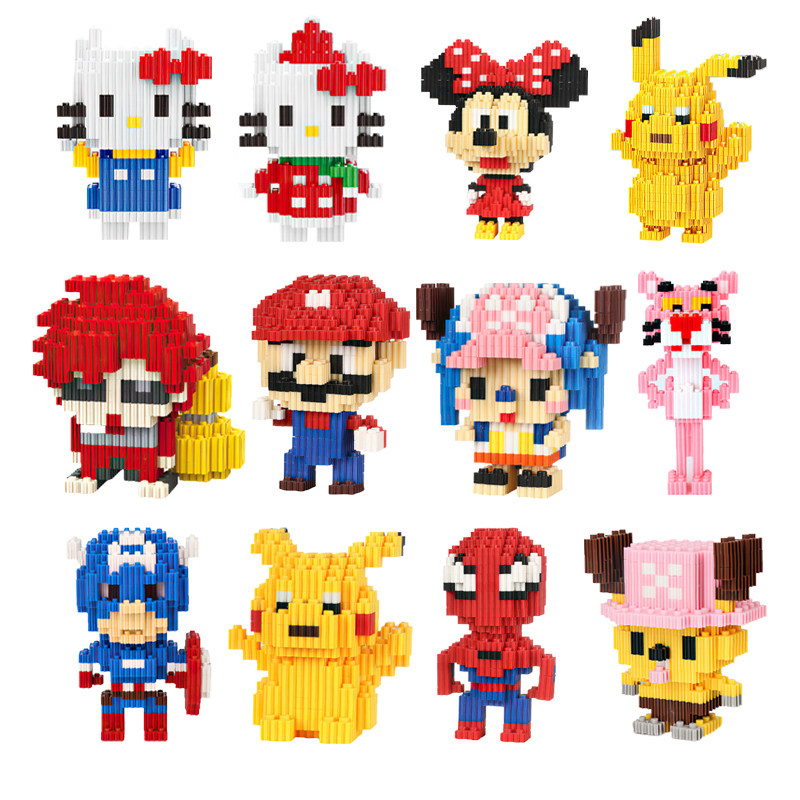 微型钻石积木小颗粒成人解压益智儿童学生拼装玩具皮卡丘拼图摆件