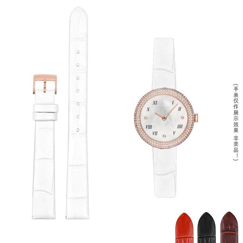 适用原装白色表带天王罗西尼化石OB女细小号真皮方表手表链经典竹