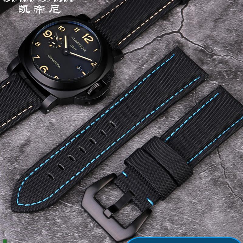 适配碳纤维尼龙带适用沛纳海441胖大海PAM01661庐米诺真皮手表带2