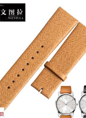 适用原装文图拉真皮表带CK手表K2G211/K2G231表带22/16mm橙色男女