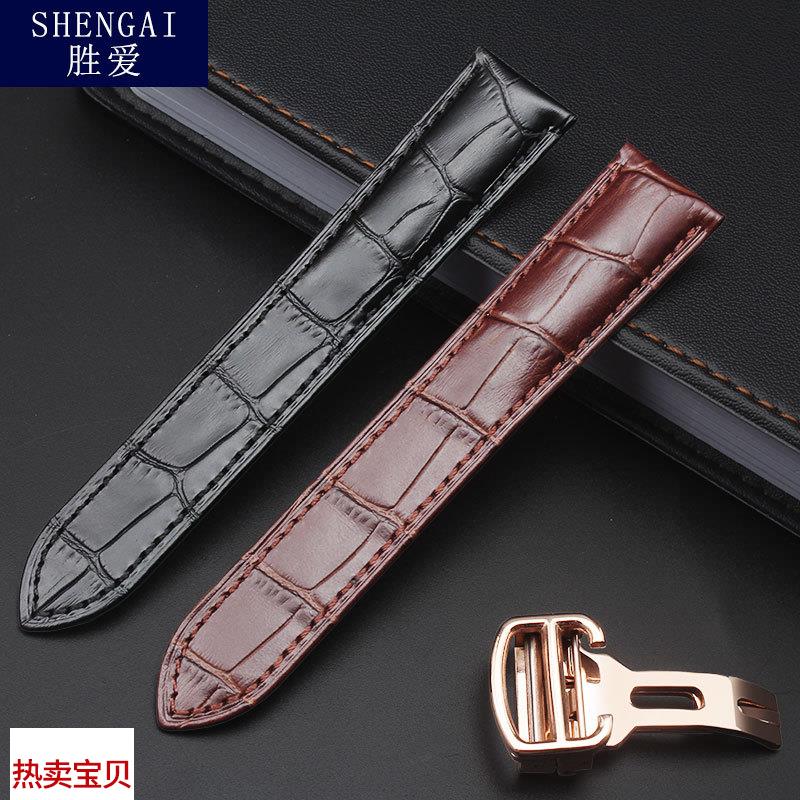 适用原装真皮手表带卡地亚表带SOLO伦敦钥匙must坦克男23mm女皮带
