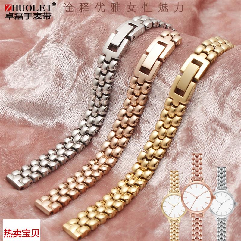 适用原装Rose小蜜蜂格雅手表带CK小表盘女款时尚玫瑰金钢表链天王