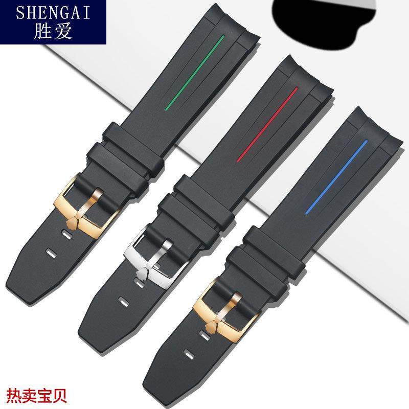 适用原装劳力士金游艇名仕硅胶表带蓝黑绿水鬼潜航者迪通拿橡胶表