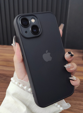 适用苹果15手机壳iPhone14ProMax肤感磨砂半透明13Pro合金玻璃镜头膜12超薄11防摔硅胶A17