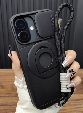 适用苹果17手机壳iPhone16滑盖镜头14Plus旋转支架13磁吸12防摔硅胶15肤感磨砂全包手绳保护套简约A28