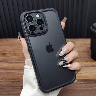 适用苹果15ProMax手机壳iPhone14Plus气囊防摔13透明亚克力12全包11保护套XSMAX防滑XR简约B37