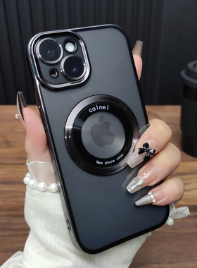 适用苹果手机壳16PROMAX电镀全包15PRO自带玻璃镜头膜iphone14磁吸充电13软壳12透明11简约防摔透标CD纹A95