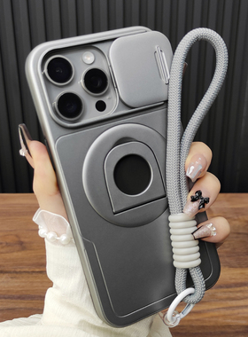 适用苹果17手机壳iPhone16滑盖镜头14Plus旋转支架13磁吸充电12防摔硅胶15肤感磨砂全包保护套原钛灰A28