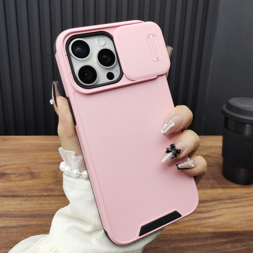 适用苹果17手机壳iPhone16ProMax滑盖15镜头14Plus气囊防摔13肤感磨砂12硅胶新款全包11保护套苹果粉C46