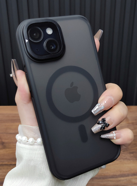 适用苹果16手机壳iPhone15ProMax折叠一体玻璃镜头膜14磁吸充电13折叠支架12肤感磨砂11时尚四角防摔B96