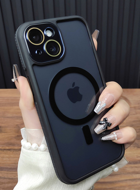适用苹果16手机壳iPhone15ProMax一体玻璃镜头膜14Plus防滑边框13磁吸充电防摔硅胶全包保护套时尚B62