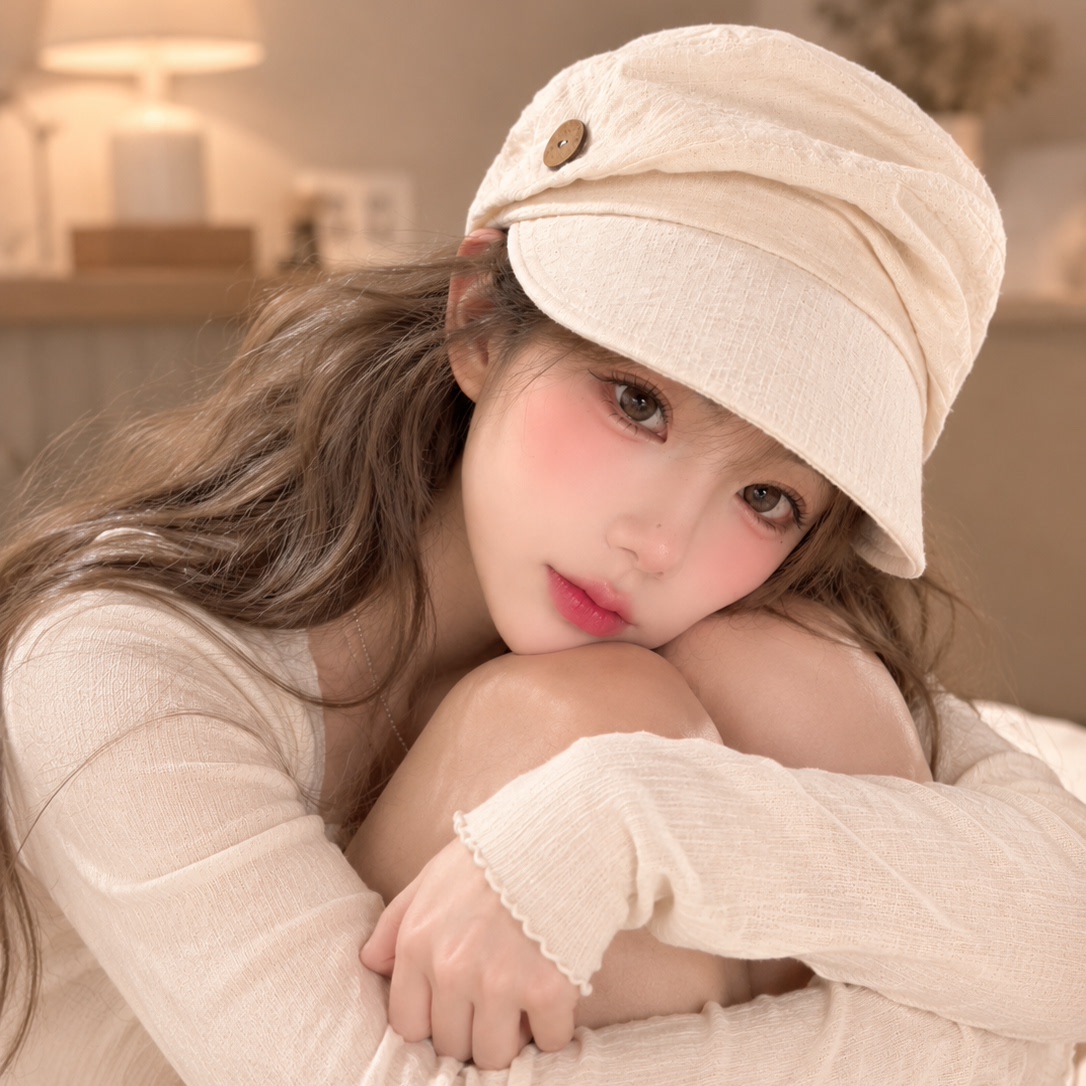 春秋网纱八角帽女显脸小百搭