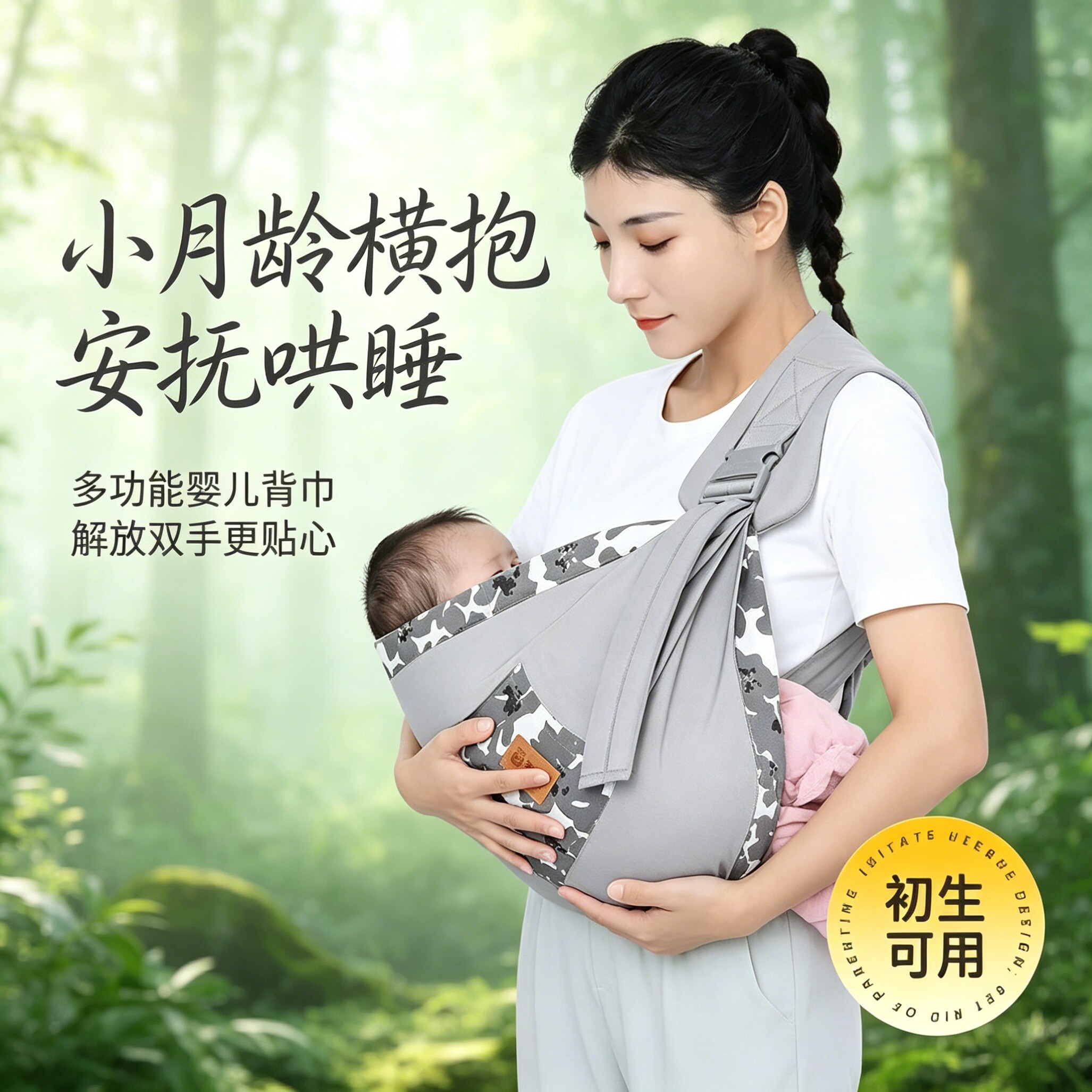 背带宝宝两用斜挎式哺乳期0-6月背娃巾神器抱娃娃3多功能抱巾