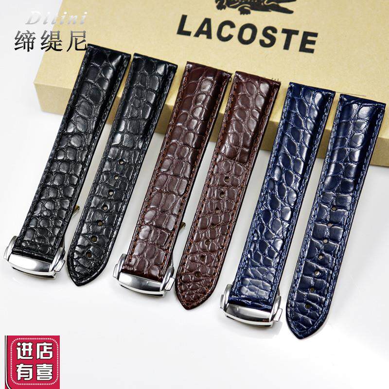美洲鳄鱼皮表带真皮男代用欧米茄超霸海马H蝶飞折叠扣款192021mm
