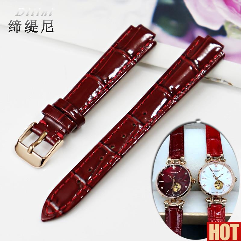 口真皮表带X代用宝舵88128 女GG009L金海豚88127牛皮表炼酒红14