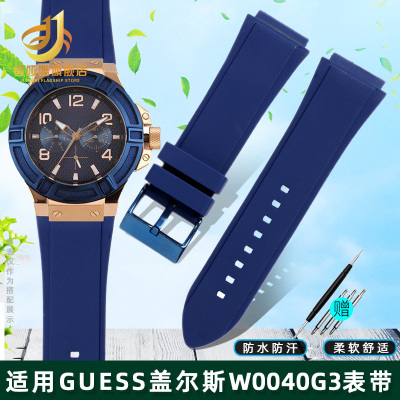 适配GUESS盖尔斯22mxm男款硅胶表带配件 皮带款针扣设计