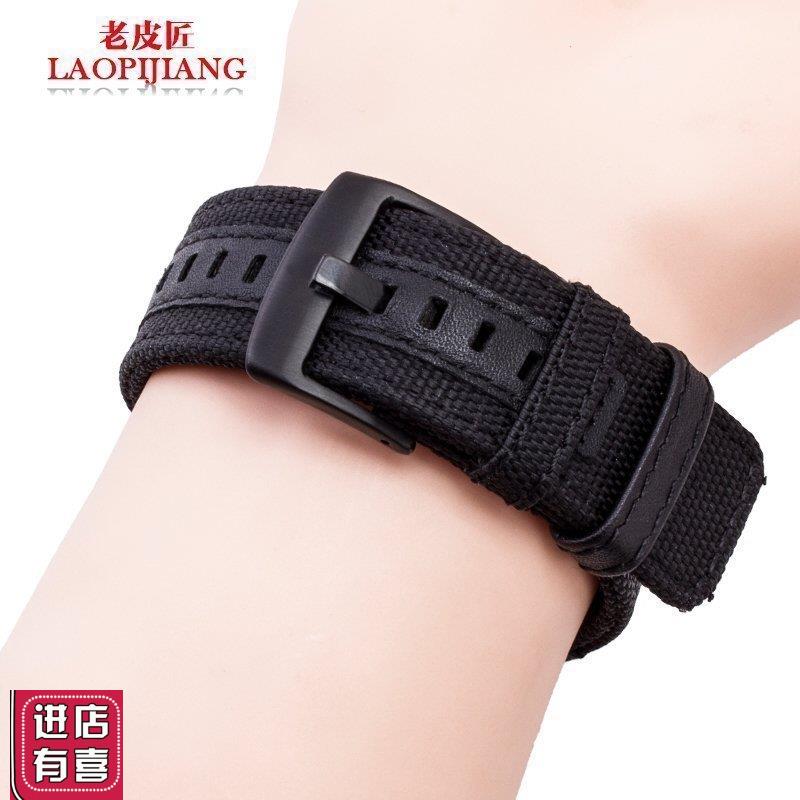 老皮匠帆布表带男适配Jeep/吉w普牧马人JP15203防水运动男表链22m