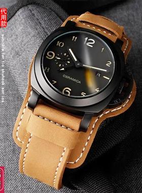 TKN适配I沛纳海PAM111柏尼时B托盘底衬牛皮表带24mm汉密尔顿迪赛