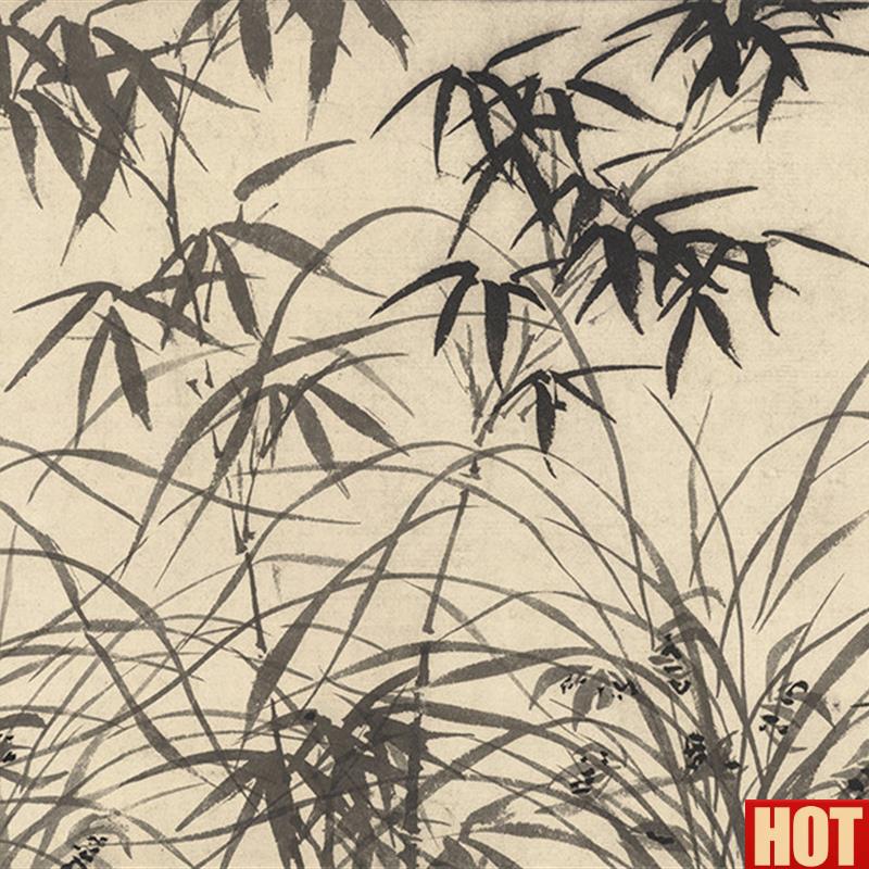 文征明漪兰竹y石图卷国画花鸟宣纸微喷复制画原大高清古典字画