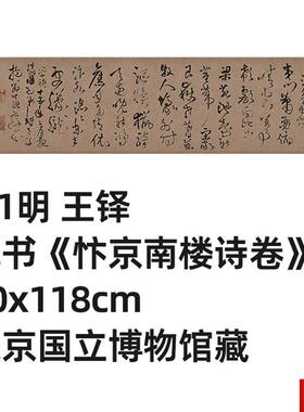:1 明 王铎 草m书 忭京南楼诗卷 30x118cm东京国立博物馆真迹复制
