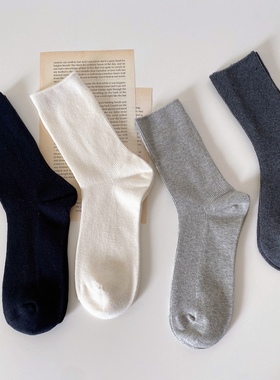 网红陈太太同款袜子女黑色白色灰色中筒袜韩版休闲堆堆袜百搭棉袜