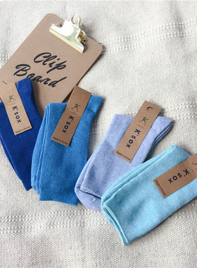 时尚简约新款蓝色袜子韩国东大门女士堆堆袜网红mona同款棉质短袜