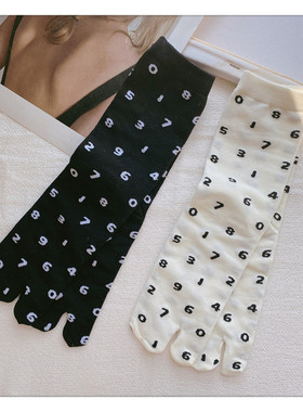 ins潮日系配猪蹄鞋袜子女春夏灰色百搭二趾袜精梳棉柔软分趾袜ins