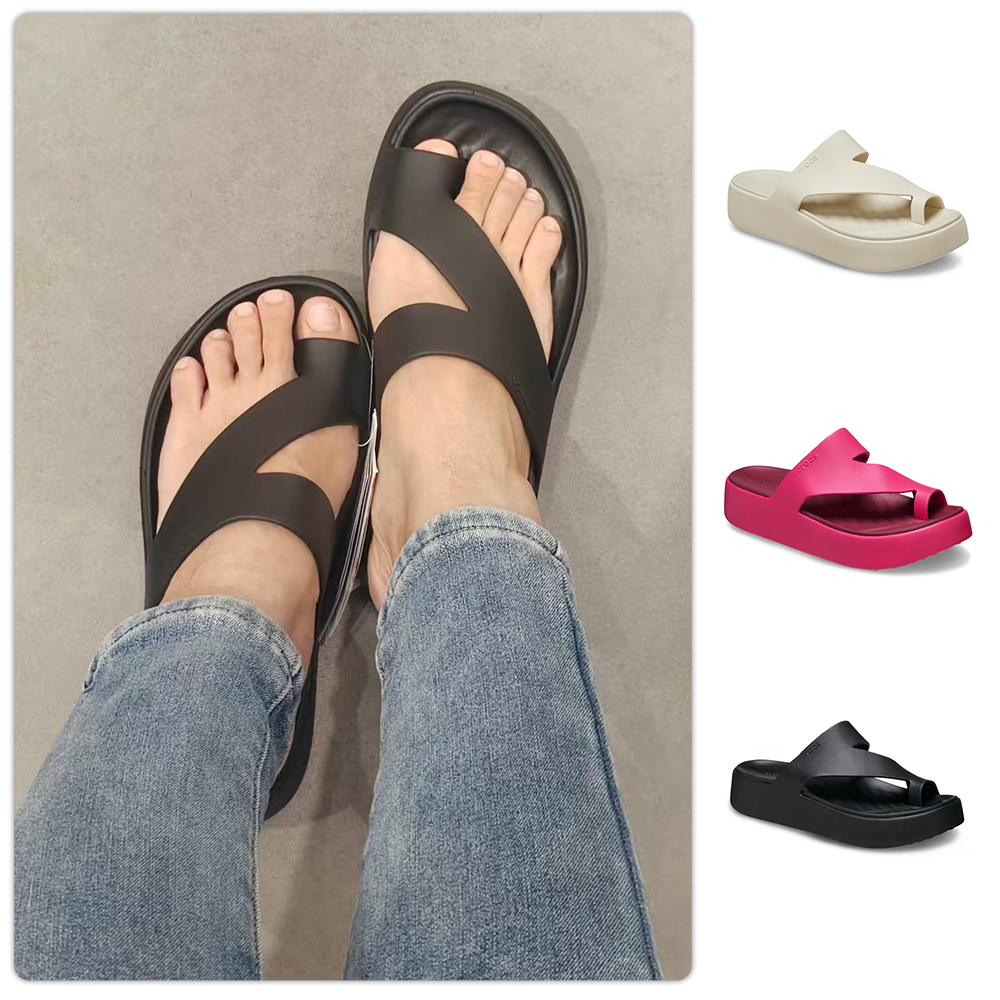 Crocs卡骆驰慕斯中跟凉鞋女鞋厚底凉拖鞋外穿不累脚坡跟鞋210834