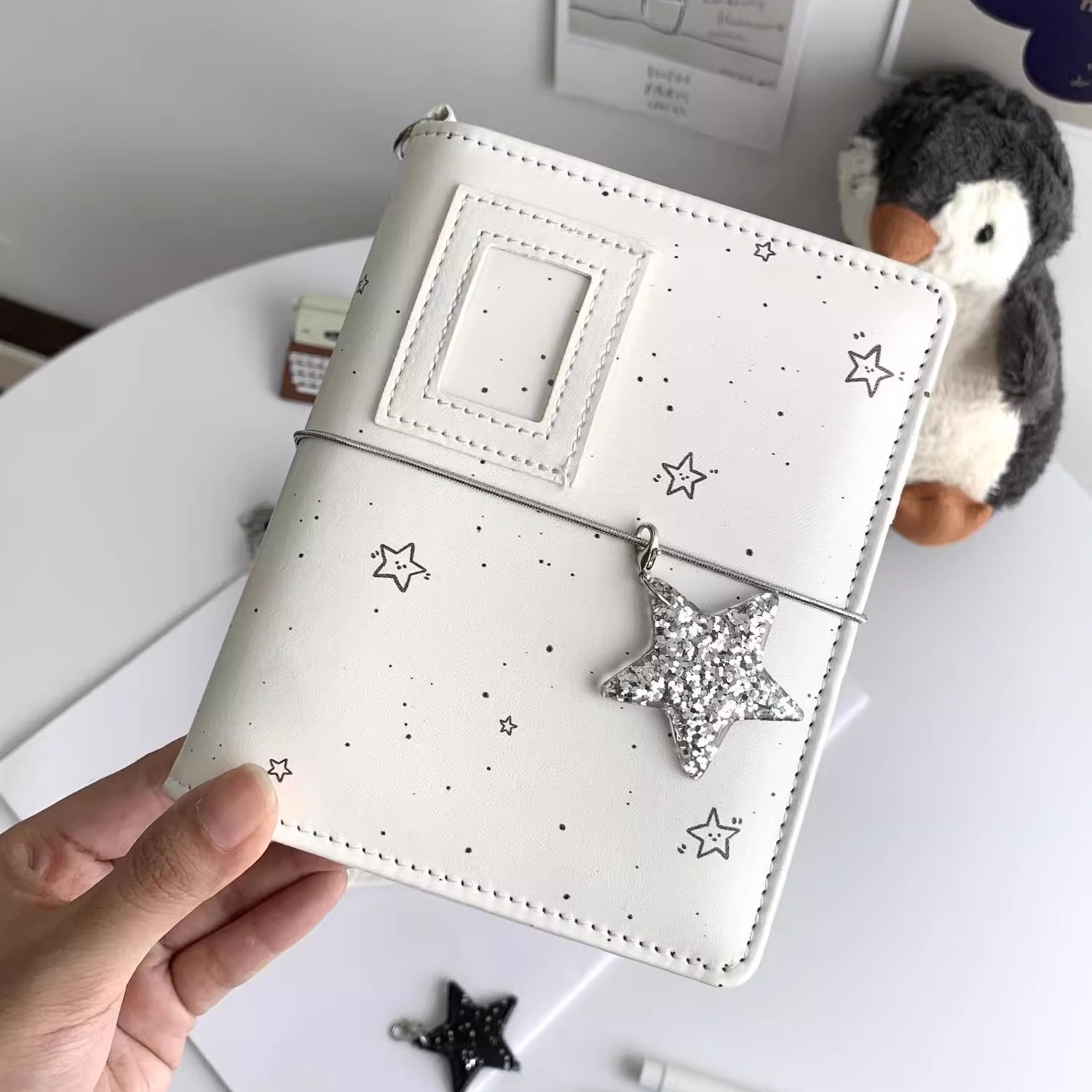 韩系皮质手帐活页本笔记本星星