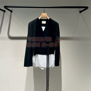 现货 LESS女装2025秋季国内正品代购无领长袖假两件西服2P9715440