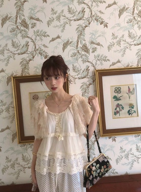 甜玫瑰rosecandy·princess·复古蕾丝拼接披肩套装