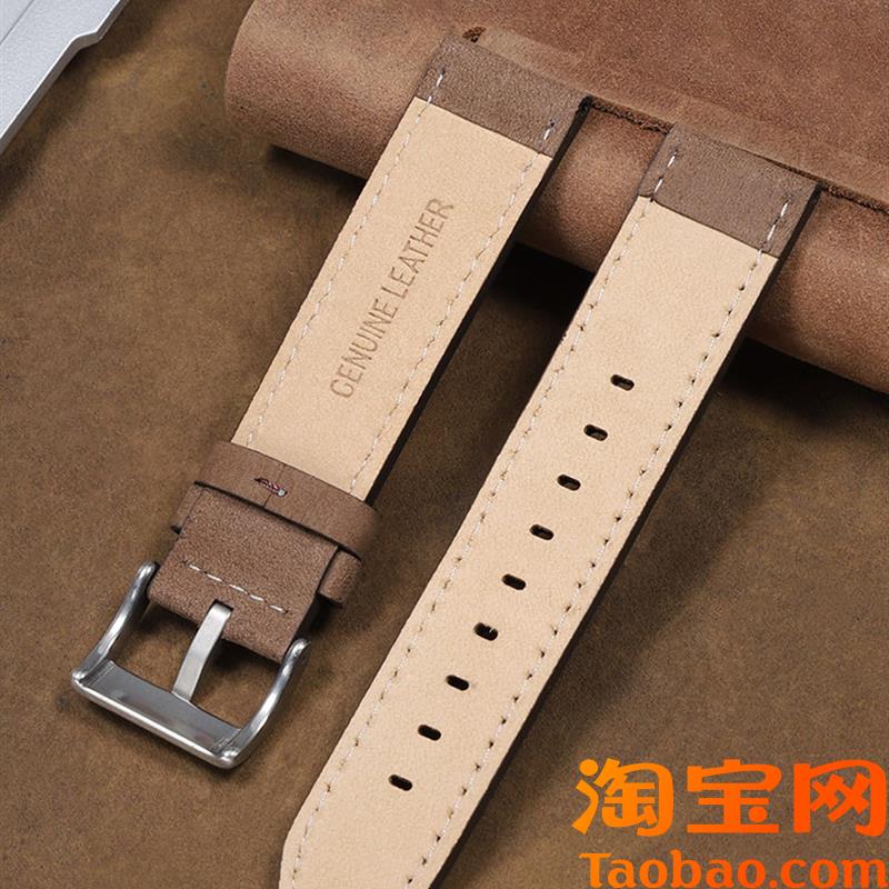 适配timex天美时原装款磨s砂真皮手表带男T49963T49905棕色牛皮带