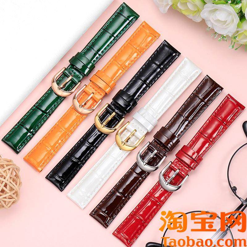 真皮手表带d女款适配飞亚达四叶草guess卡梭铁达时格雅亮皮手表链