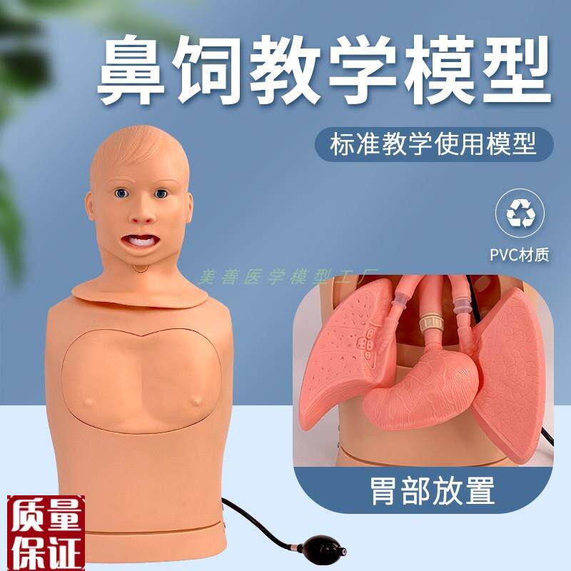 高级鼻饲模型鼻胃管与气u管护理模型吸痰插胃管喉管气管切开护