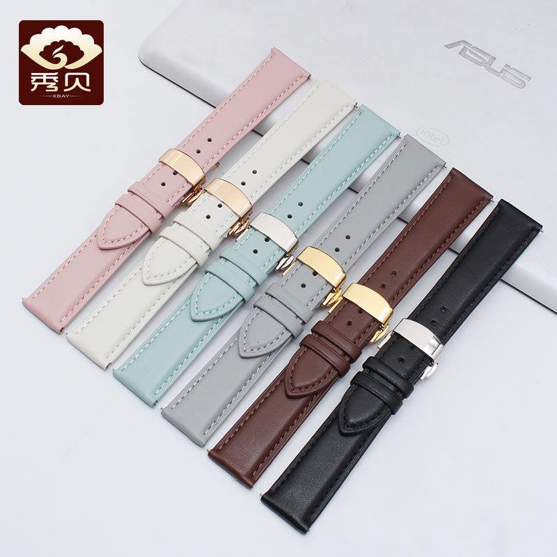 手表带女款真皮代用天梭卡西欧dw表带女白色红色皮X表带女士表链