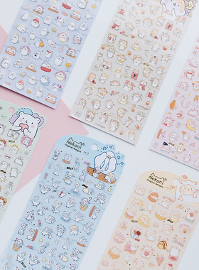 NEKONI日系可爱动物贴纸绵羊兔鹅熊PVC防水杯子手帐账素材装饰贴