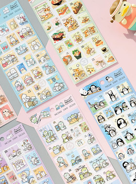 NEKONI日式可爱动物熊恐龙独角兽柯基兔邮票封口手帐素材装饰贴纸