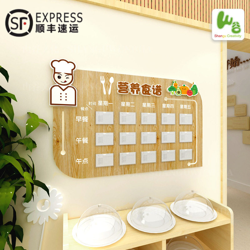 幼儿园食谱一周美食儿童营养装饰方便更换毛毡公告