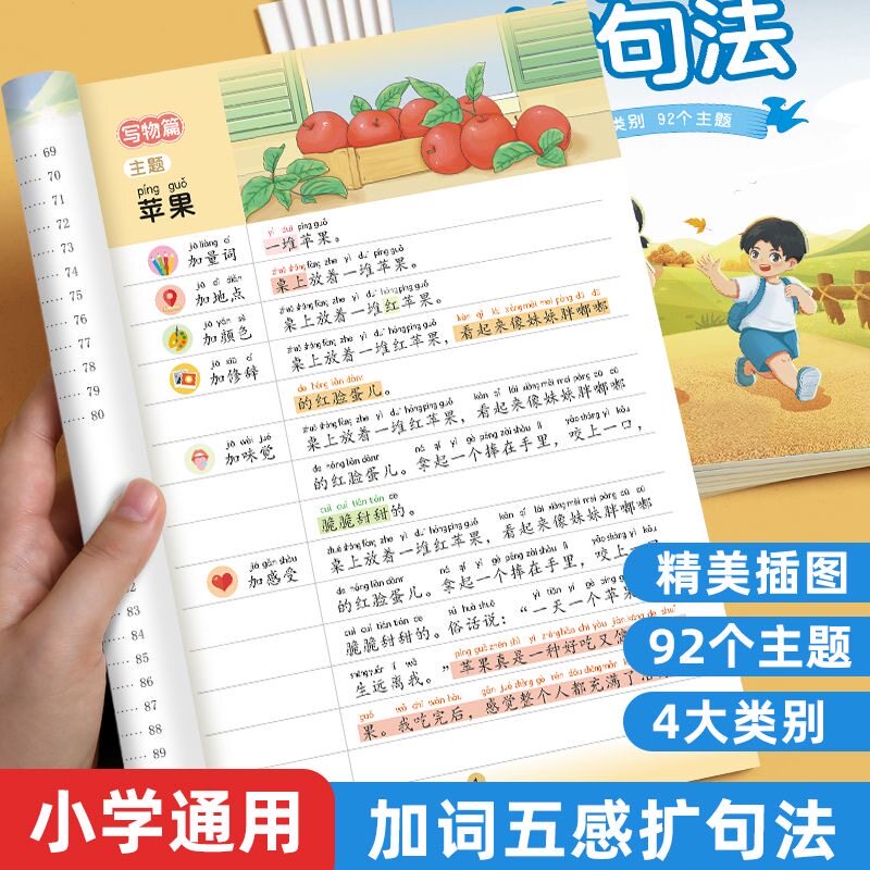 【抖音同款】一看就会扩句法小学生语文每日晨读看图写话扩句写作练习扩充句子一二三年级五感法写作文扩句修辞训练早读晚诵训练册怎么样,好用不?