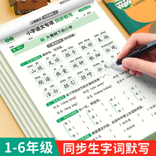 小学语文同步默写一年级二三年级上下册练习册2025春新版看拼音写词语生字注音练字帖456年级人教版数学计算汉语拼音每日一练
