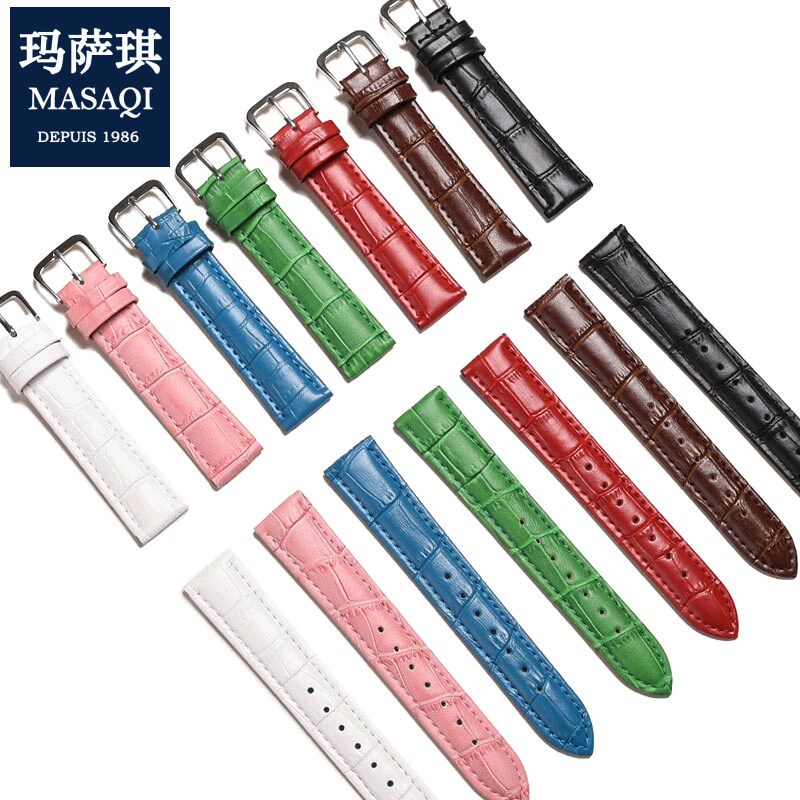 皮带配件表带女真皮卡西欧红色白色手表表链针E扣10 12 14 16 18m