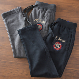 男精工绣标复古休闲长裤 休闲宽松运动直筒卫裤 潮 美式 2025春秋新款